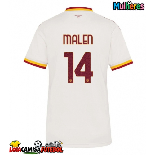 Camisa de Futebol AS Roma Donyell Malen #14 Equipamento Secundário Mulheres 2026-27 Manga Curta